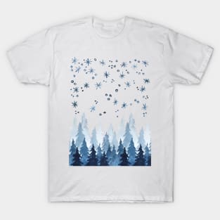 Pine trees in snowfall T-Shirt